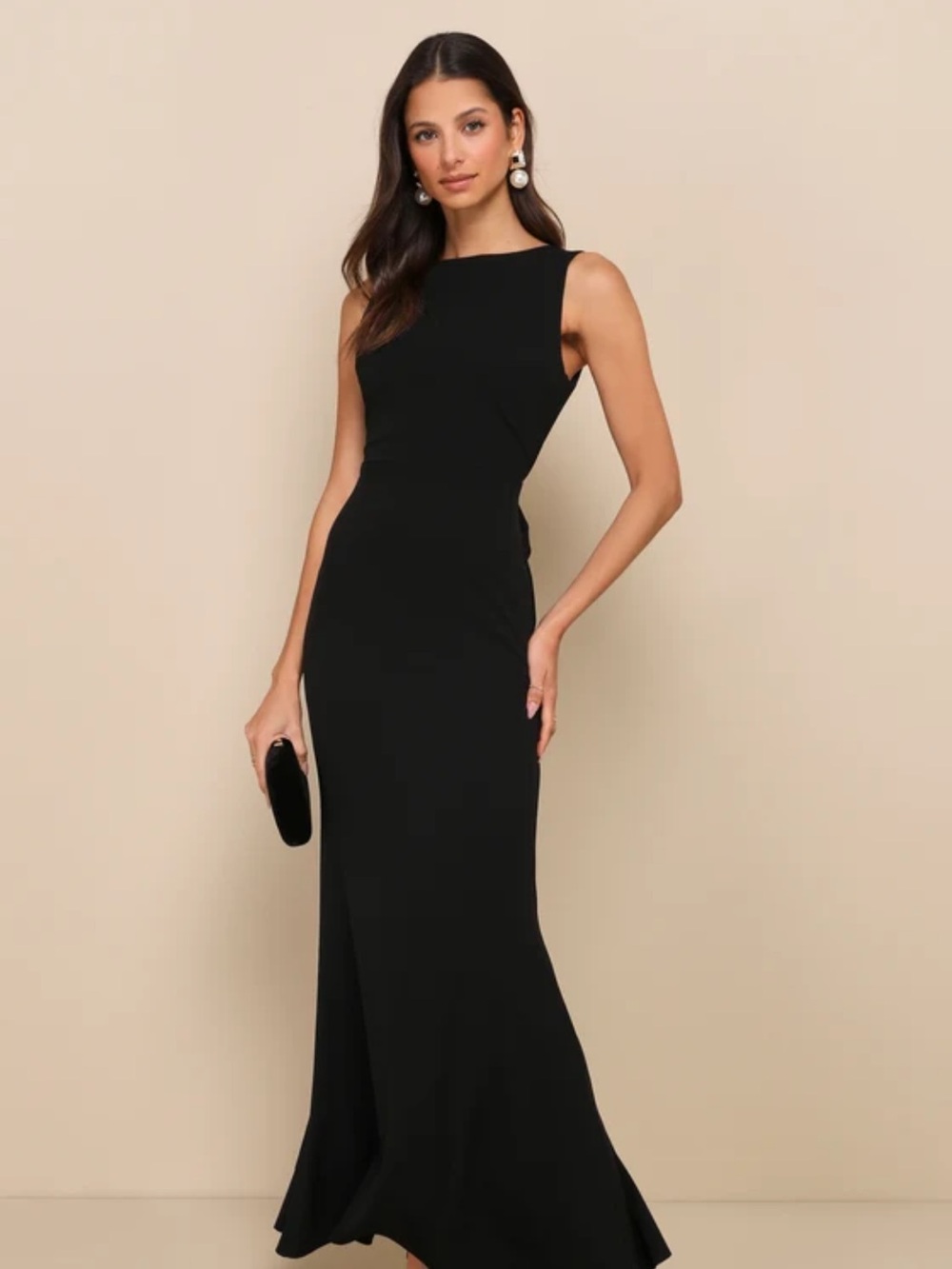Lulus Love In Your Eyes Black Knotted Mermaid Maxi Dress Size Large